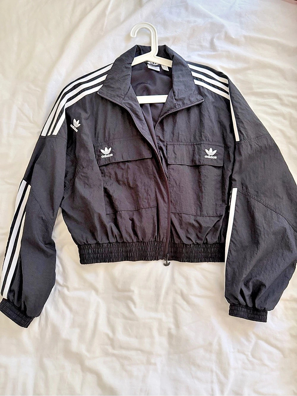 adidas Black & White Cropped Track Jacket